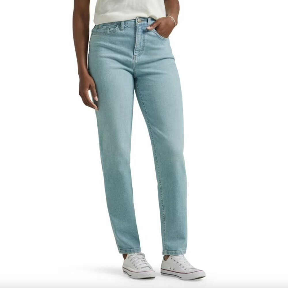 Lee Light Wash High Rise Straight Leg Light Mom Jeans Size 10 Medium